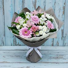 Букет цветов из:  Герберы, Альстромерии и Хризантемы #REPLACE_PRED# Новая Жизни