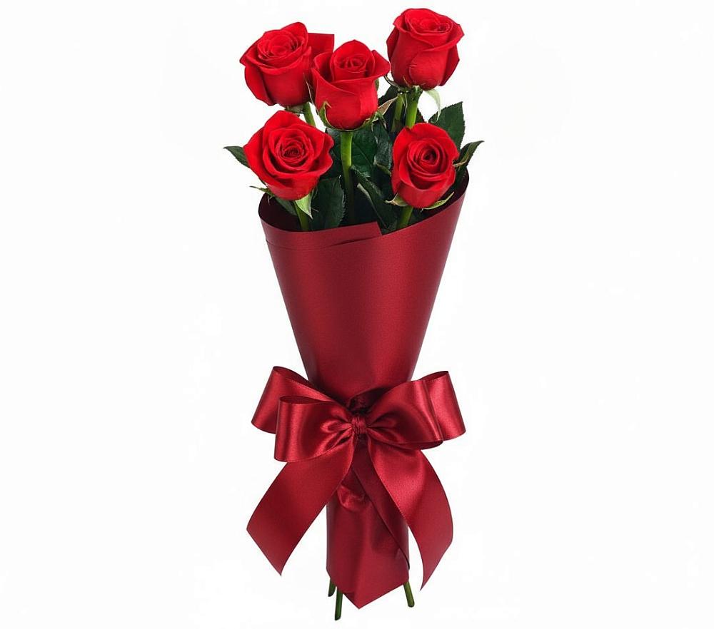 Букет 5 Красных роз Эдлесс Лав в Новая Жизни