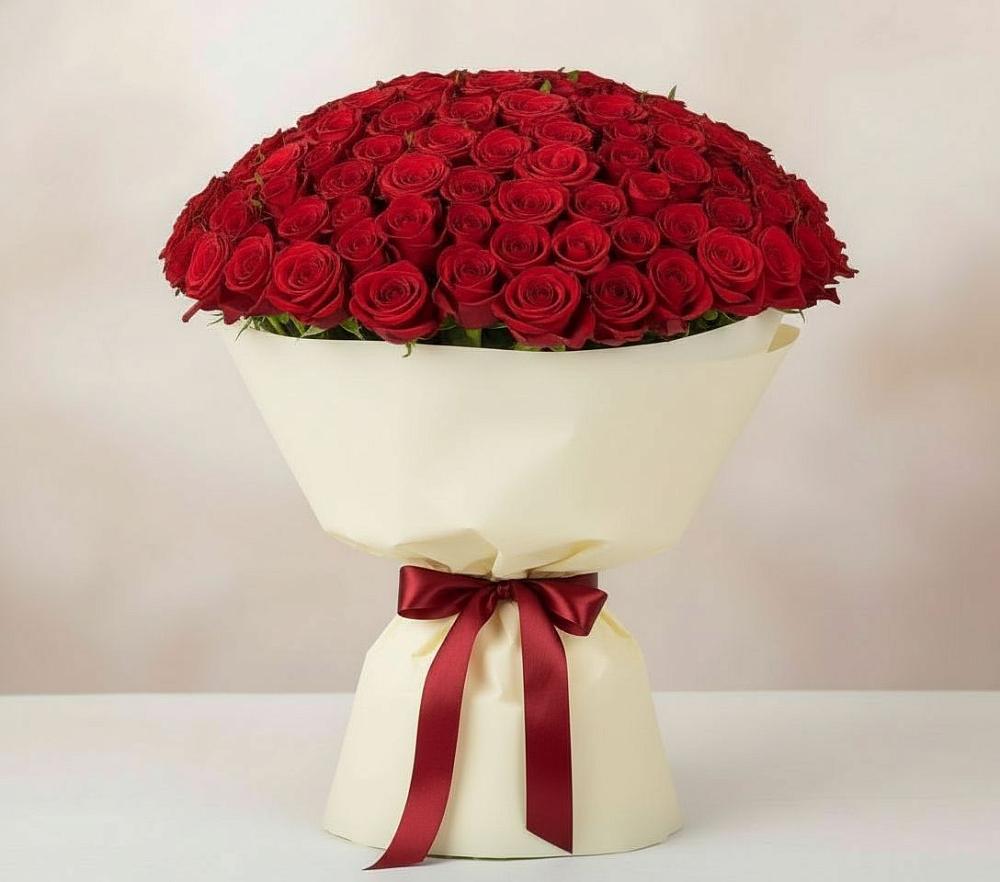 Букет 101 Красная роза Милано в Новая Жизни