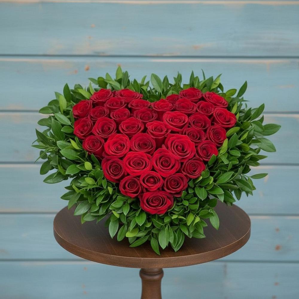 Цветочная композиция из Розы в виде сердца в Новая Жизни