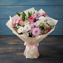 Букет цветов из:  Хризантемы, Альстромерии и Розы в Новая Жизни