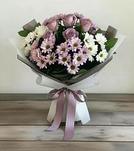 Букет цветов из:  Хризантемы и Розы в Новая Жизни