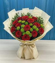 Букет цветов из:  Розы и Хризантемы в Новая Жизни