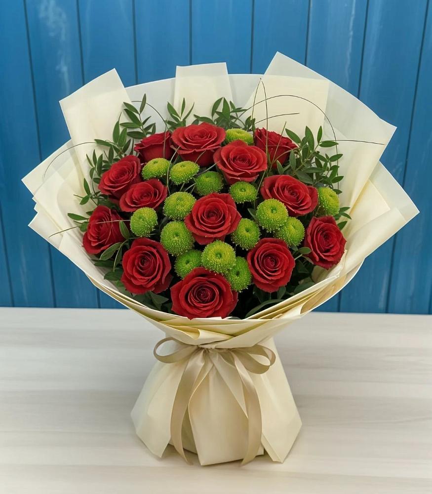 Букет цветов из: Розы и Хризантемы в Новая Жизни