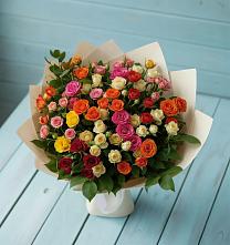 Букет Микс из разноцветных кустовых роз #REPLACE_PRED# Новая Жизни